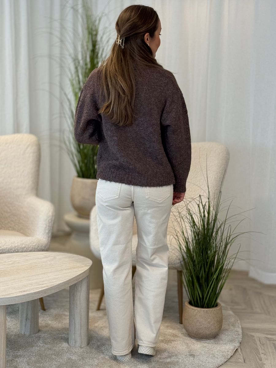 GRSLULU CARDIGAN M/LOMMER - BRUN MELERT