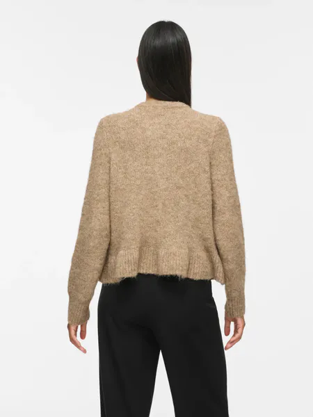 Hovedbilde BOWS KNIT CARDIGAN M/VOLANG - CAMEL MELERT