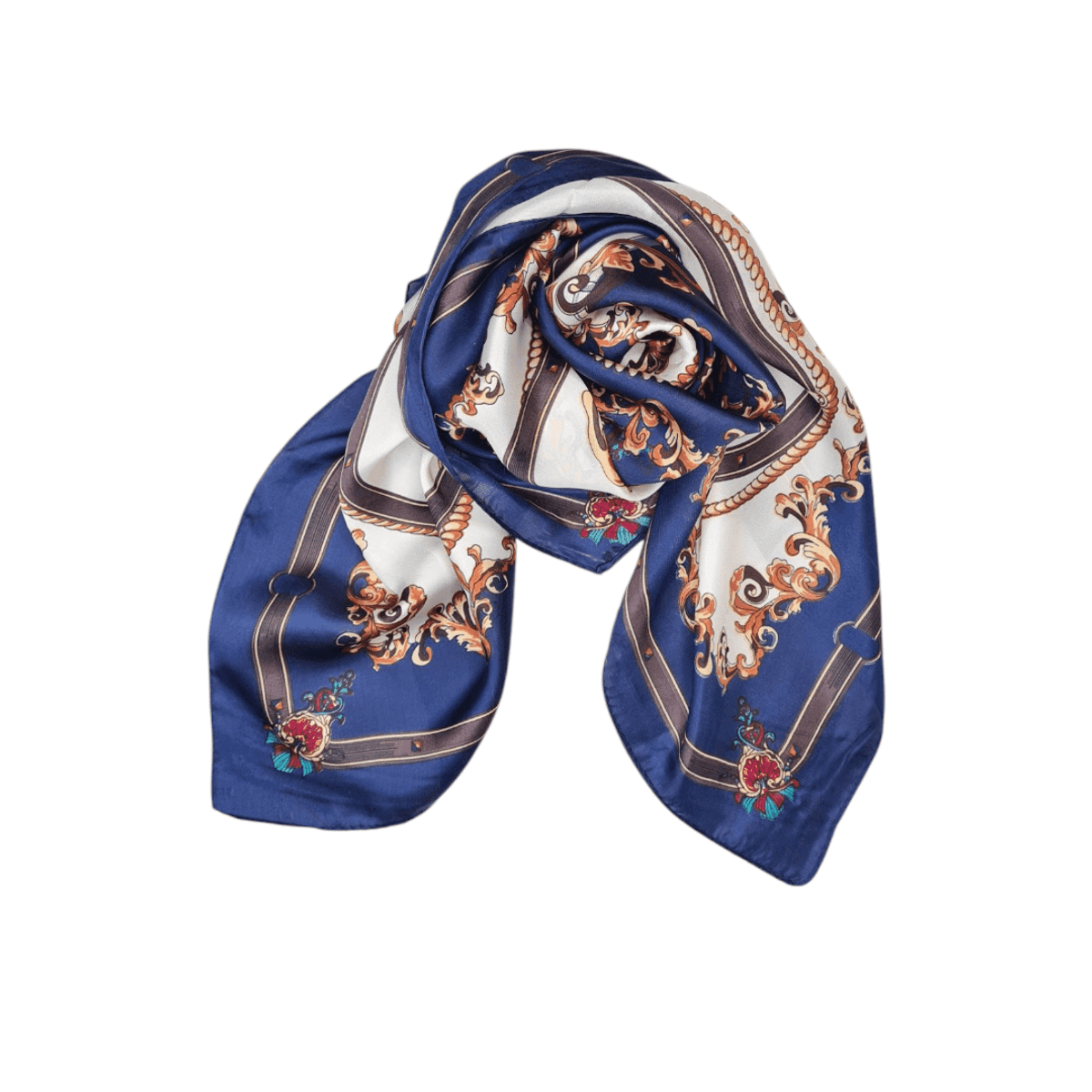 SKJERF SILKEMIX SMÅPRINT - NAVY/OFFWHITE/BRUN