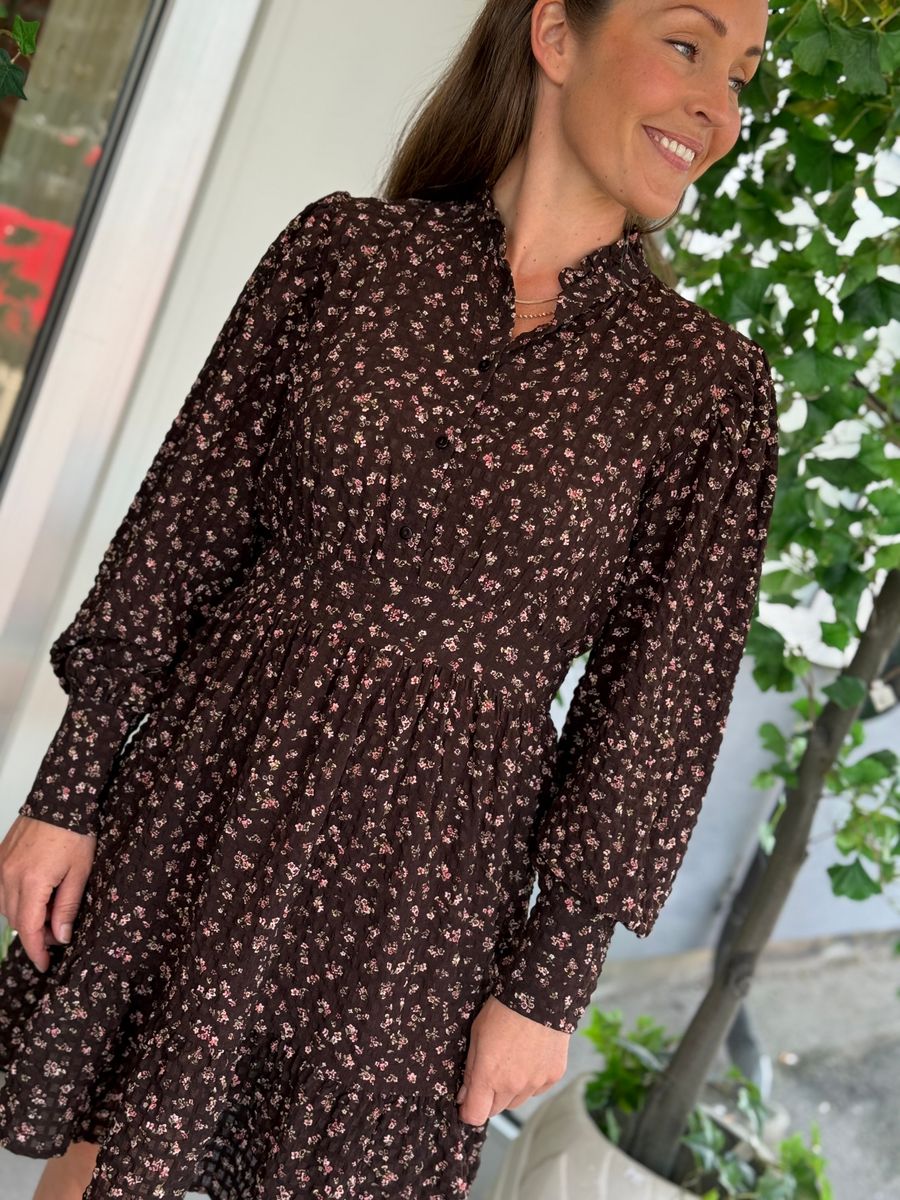 NOELLE KJOLE M/BLOMSTER - BRUN