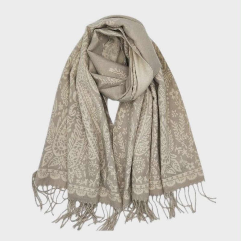 SKJERF ULLMIX PAISLEY - BEIGE MIX