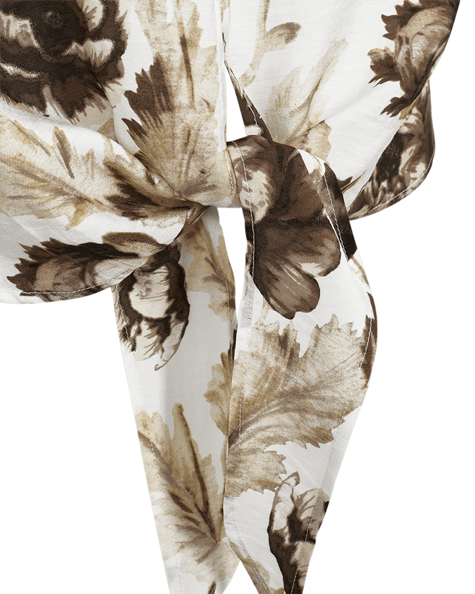 MAISE BLUSE M/KNYTING - BRUNE BLOMSTER
