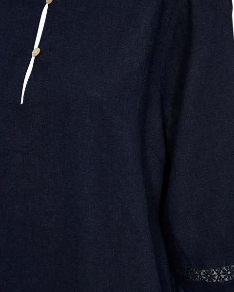 Bilde av LINEA LIN/VISCOSE KJOLE - NAVY