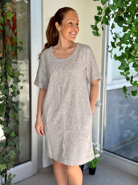 Hovedbilde LAVA KJOLE LIN/VISCOSE STRIPET - BRUN/OFFWHITE