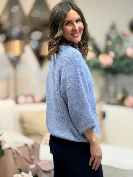 Hovedbilde LULU GENSER 3/4 ERM - JEANSBLÅ MELERT