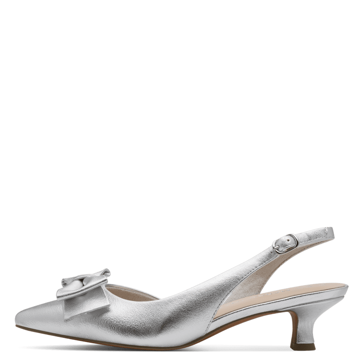 PUMPS M/SLINGBACK & BOW - SØLV