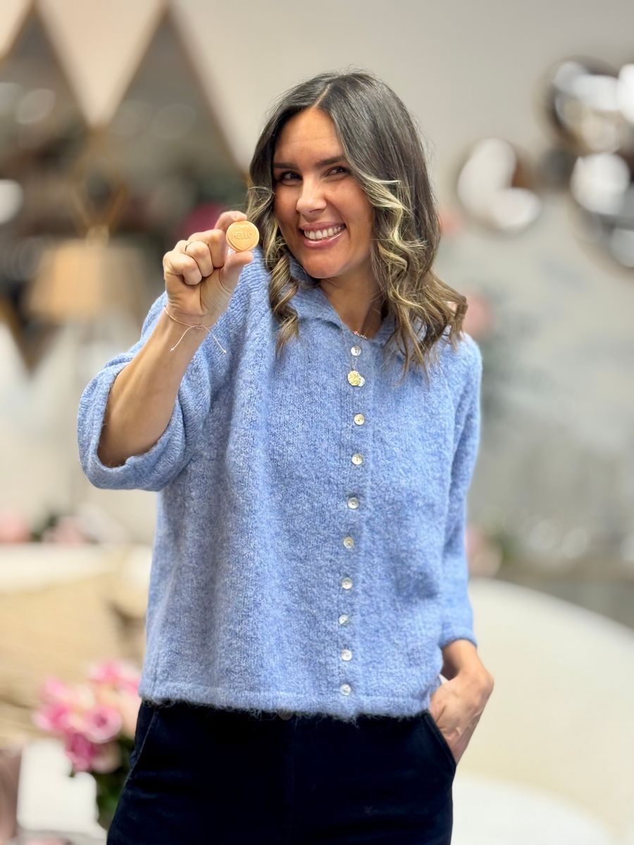 LULU CARDIGAN - HIMMELBLÅ MELERT