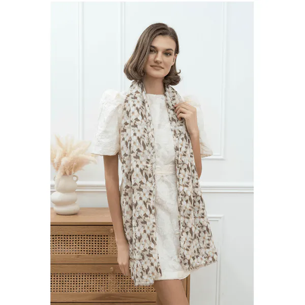 Hovedbilde SKJERF LANGT SMÅBLOMSTRET - SAND/BEIGE