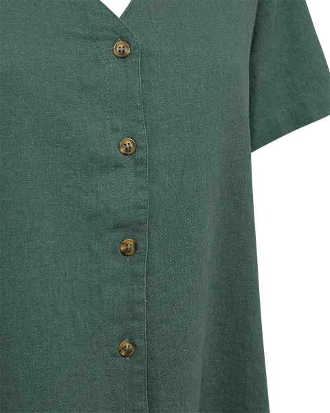 Hovedbilde LAVA LIN/VISCOSE BLUSE V-HALS - GRØNN