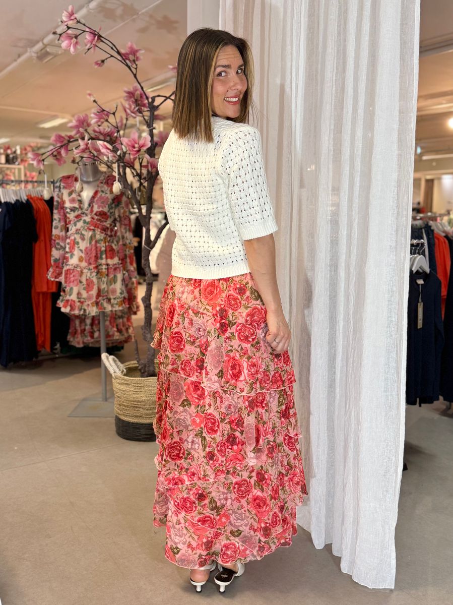 PALMA BLOMSTER SKJØRT - CORAL