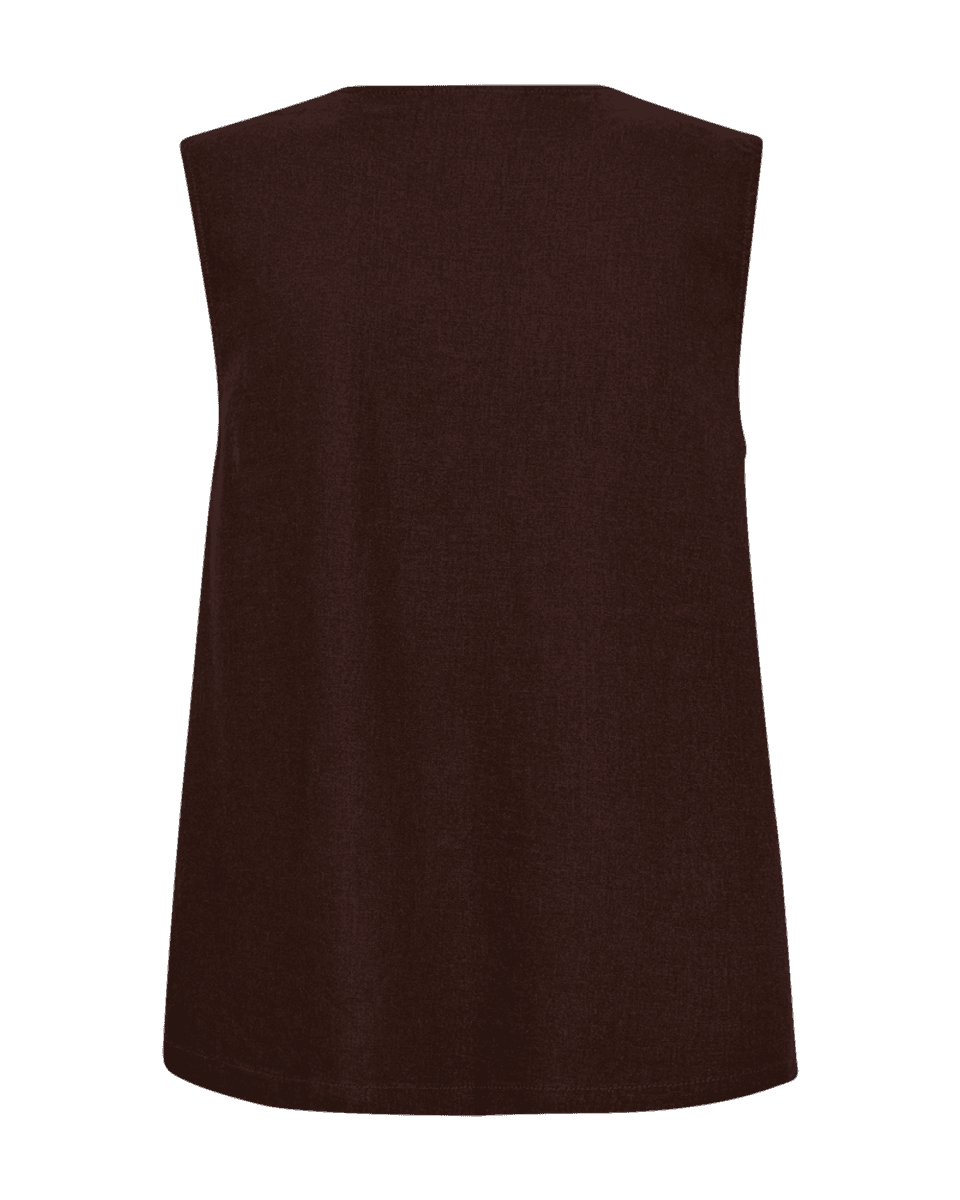 LAVA LIN/VISCOSE TOPP V-HALS - BRUN