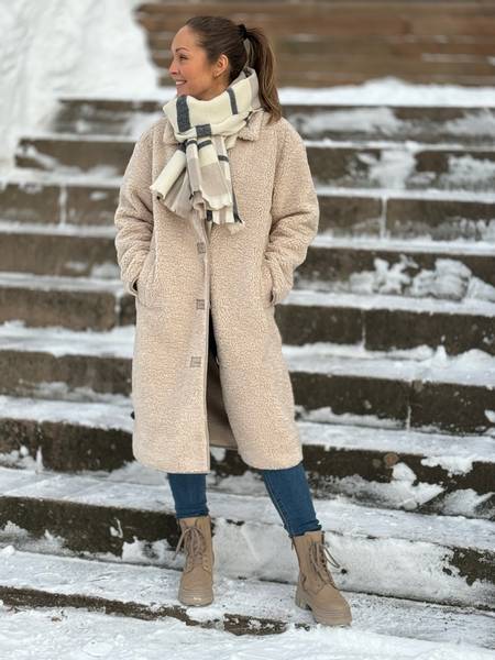 Hovedbilde SKJERF I ULLMIX CHECK - SAND/CREME/SORT