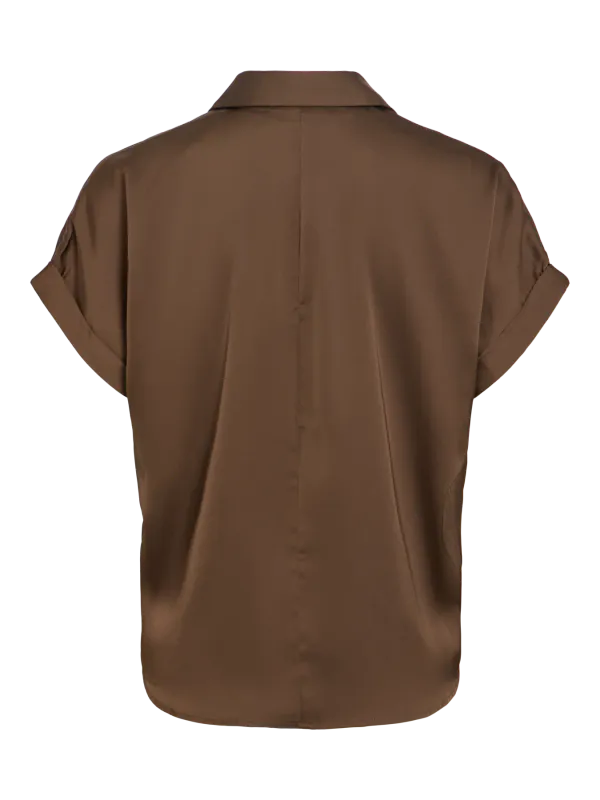 ENNA RAVENNA BLUSE M/KORT ERM - BRUN