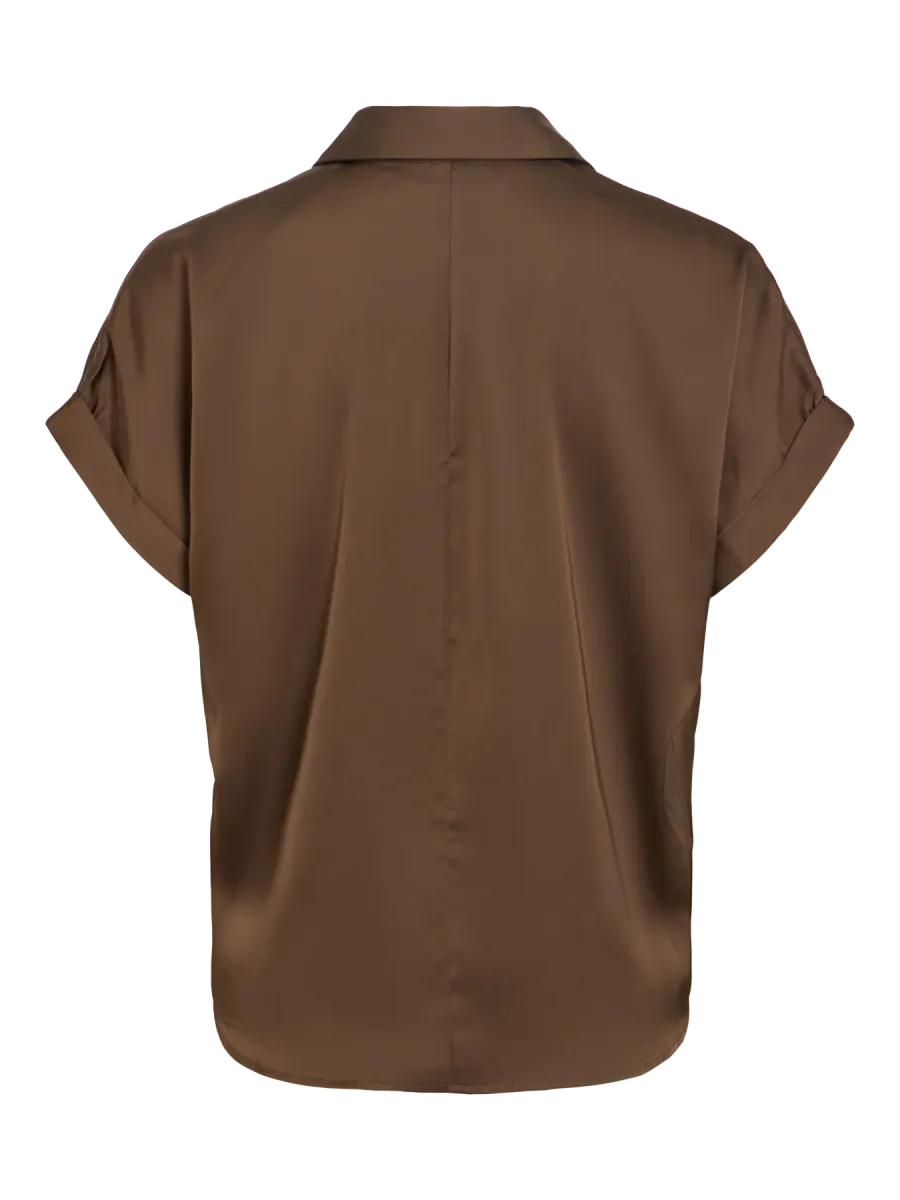 ENNA RAVENNA BLUSE M/KORT ERM - BRUN