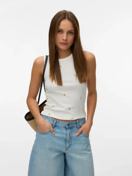 Hovedbilde NAJA TANK TOPP - OFFWHITE M/SUNFLOWER