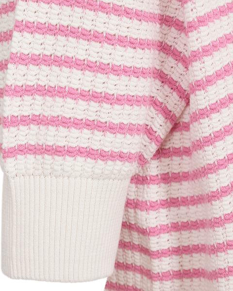 Bilde av DODO GENSER STRIPER M/KORT ERM - OFFWHITE / ROSA