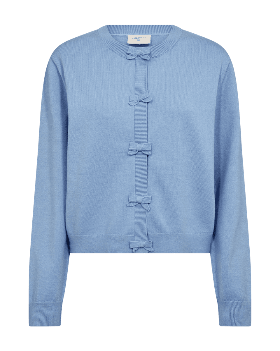 TESSA CARDIGAN M/BOW - HIMMELBLÅ
