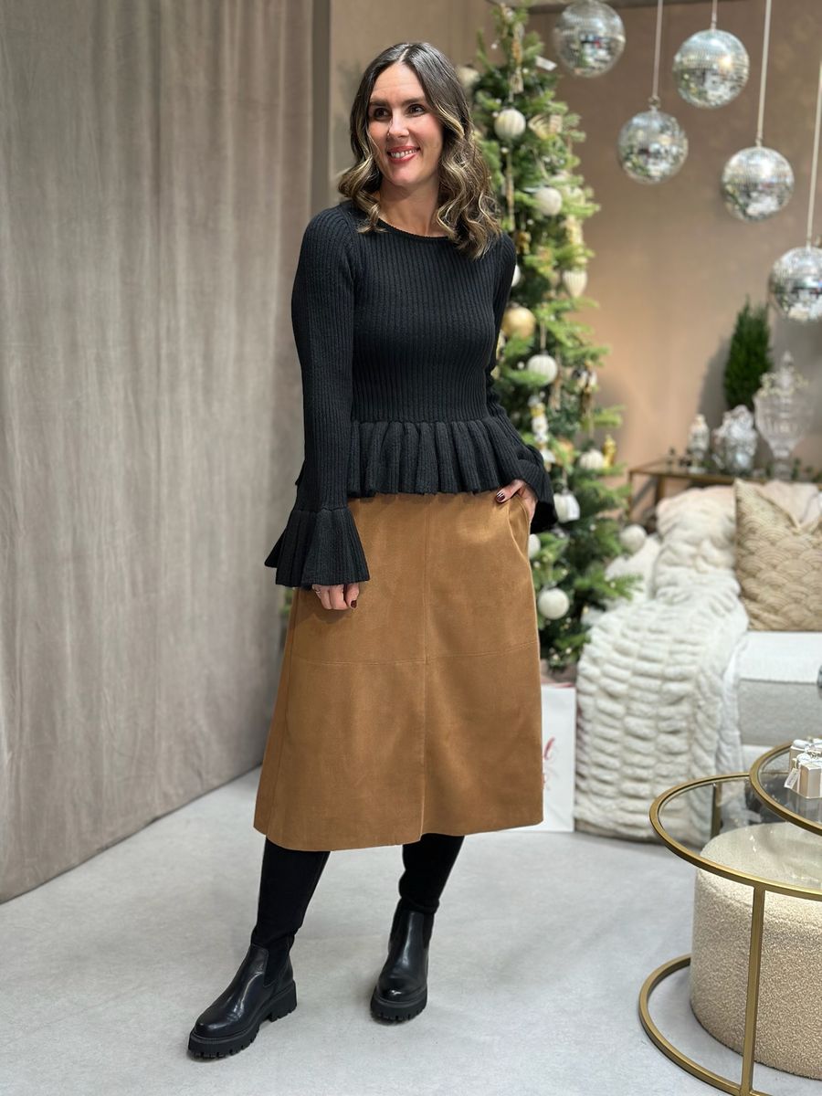 NOVILLE SEMSKET SKJØRT - COGNAC