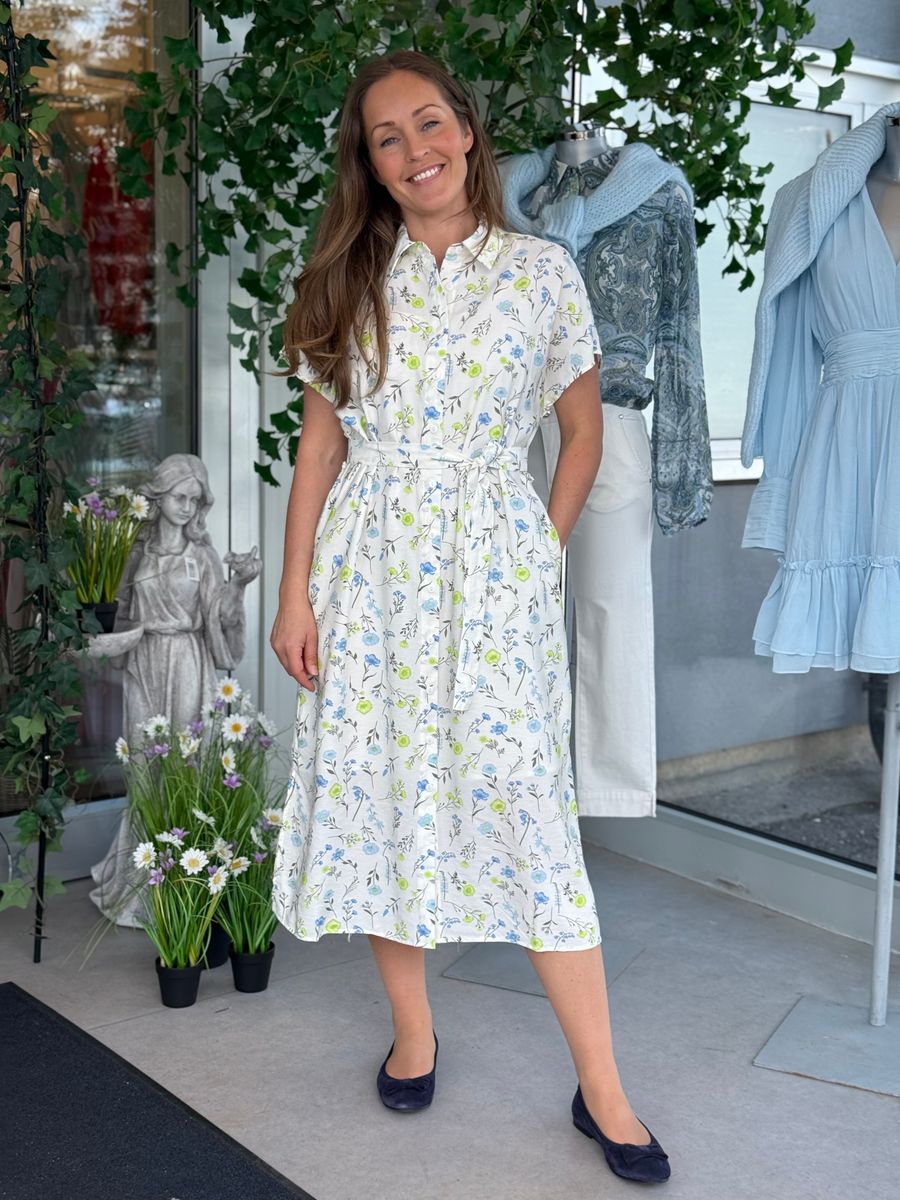 MOLLI KJOLE FLOWERS - OFFWHITE/GRØNN