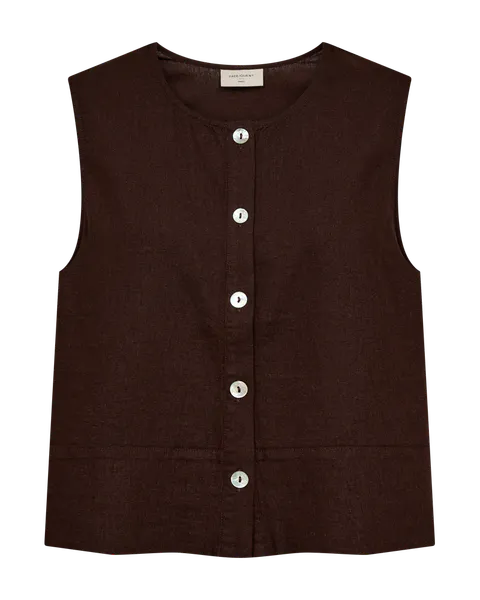Hovedbilde LAVA LIN/VISCOSE TOPP M/KNAPPER FORAN - BRUN