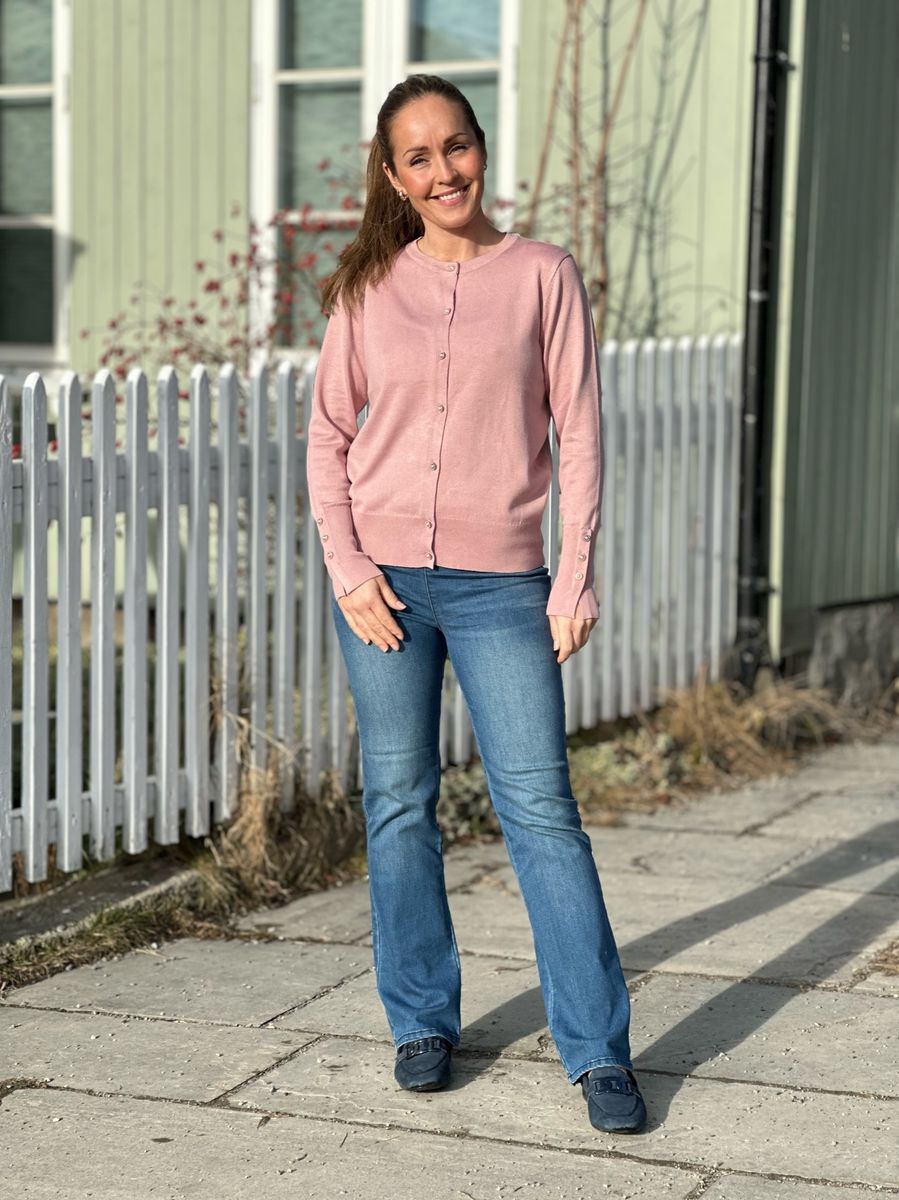 KATIE CARDIGAN M/PERLEKNAPPER -  GAMMEL ROSA