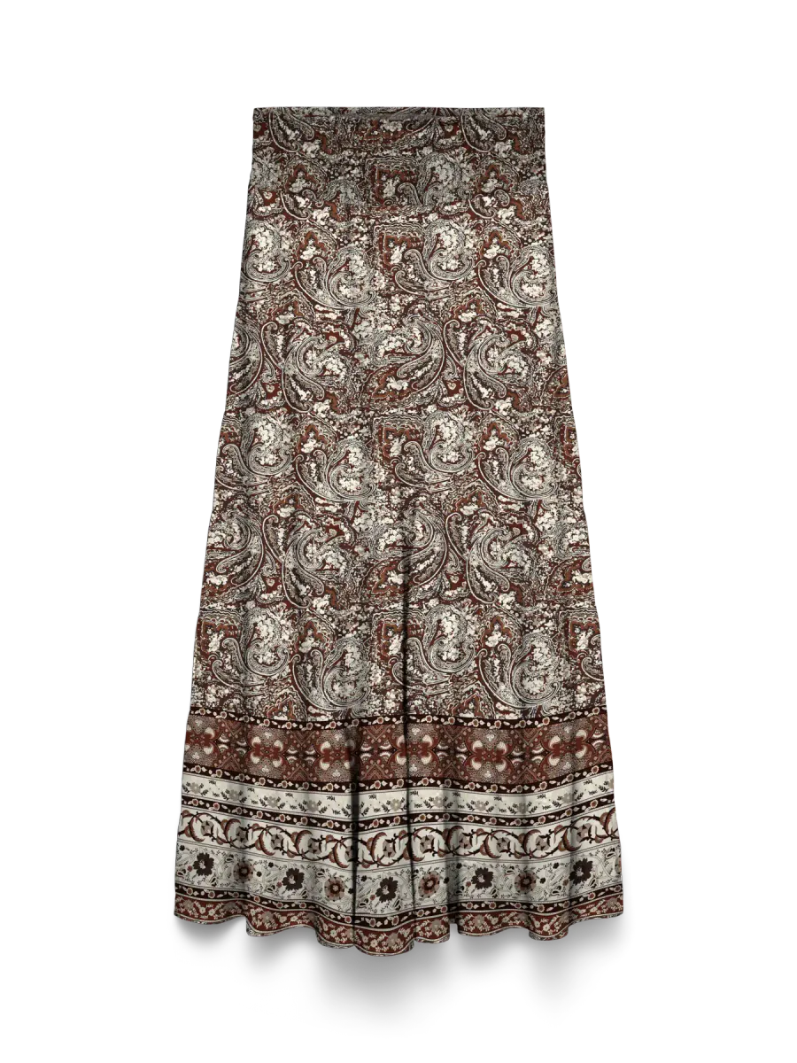 SWIP MAXI PAISLEY SKJØRT - BRUNT