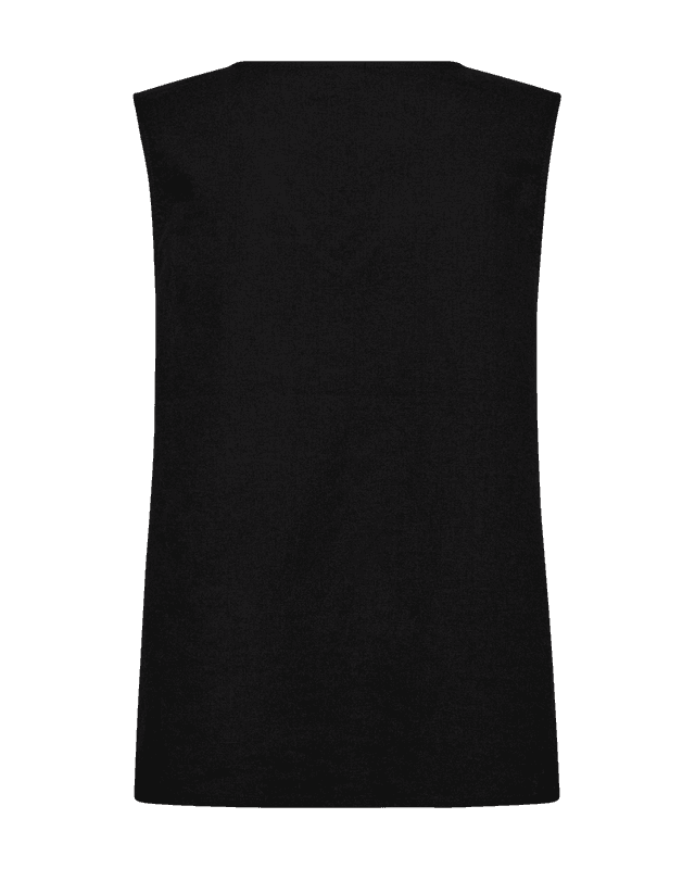 LAVA LIN/VISCOSE TOPP M/V-HALS - SORT