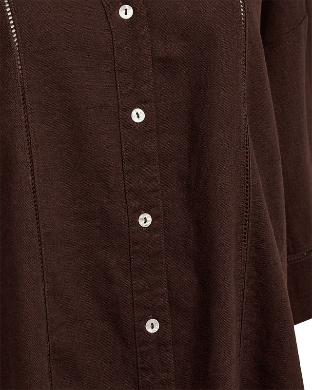 LALUNA LIN/VISCOSE SKJORTE - BRUN