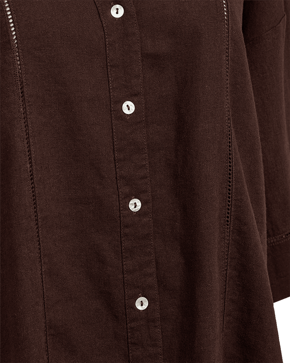 LALUNA LIN/VISCOSE SKJORTE - BRUN