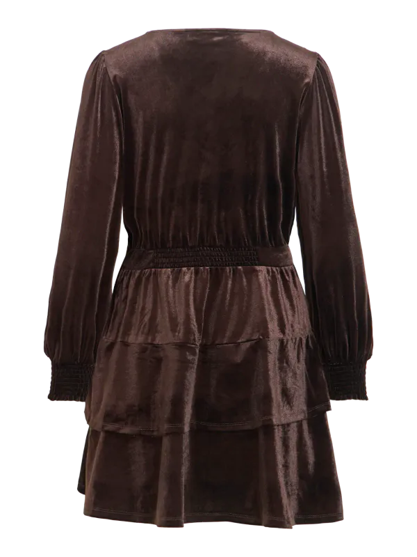 EMILY VELVET KJOLE M/VHALS - BRUN