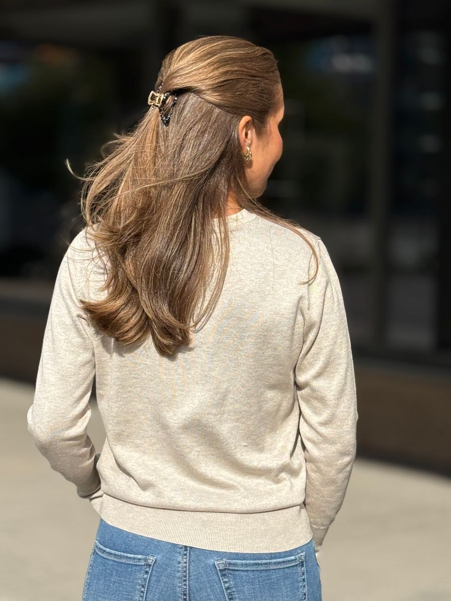 KATIE GENSER M/PERLEKNAPPER -  MOONBEAM MELANGE