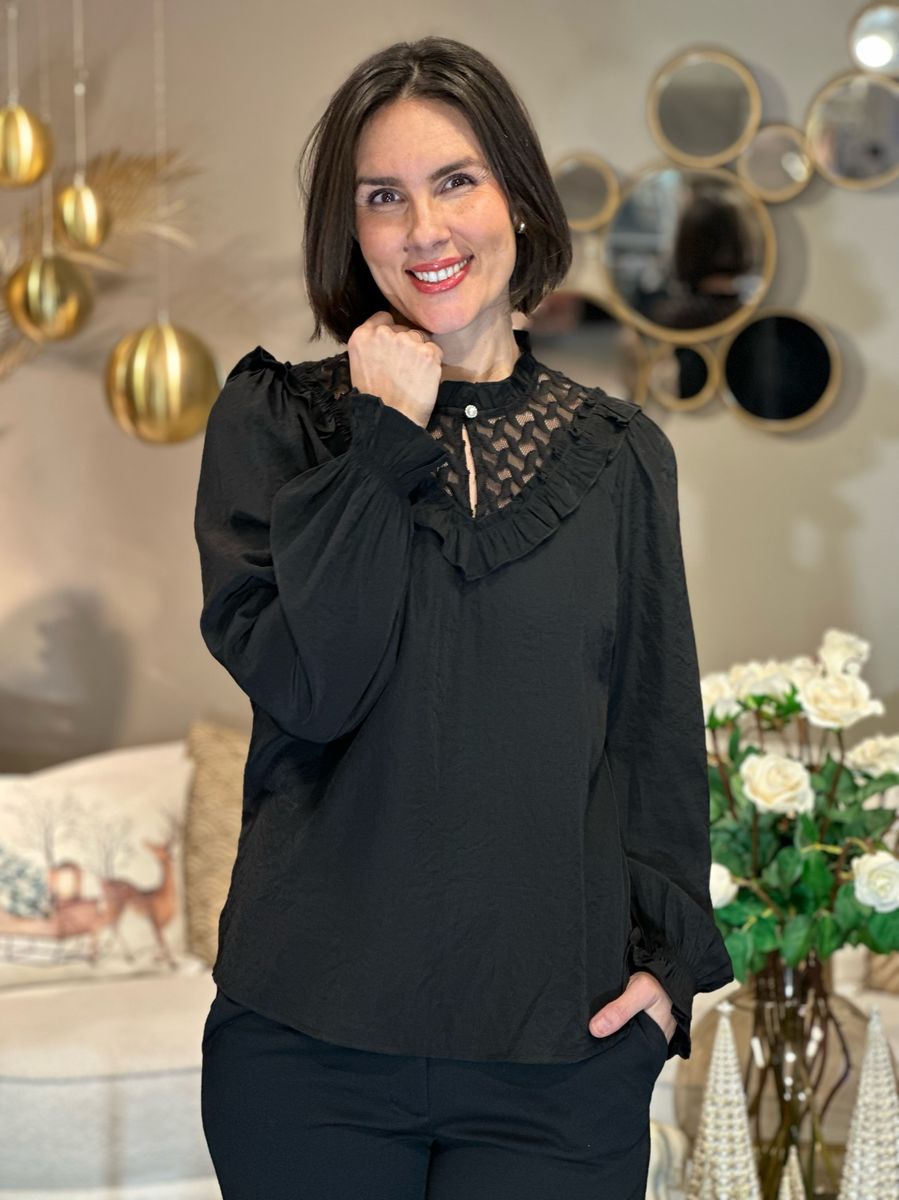 LOLIA BLUSE M/EMBRO - SORT