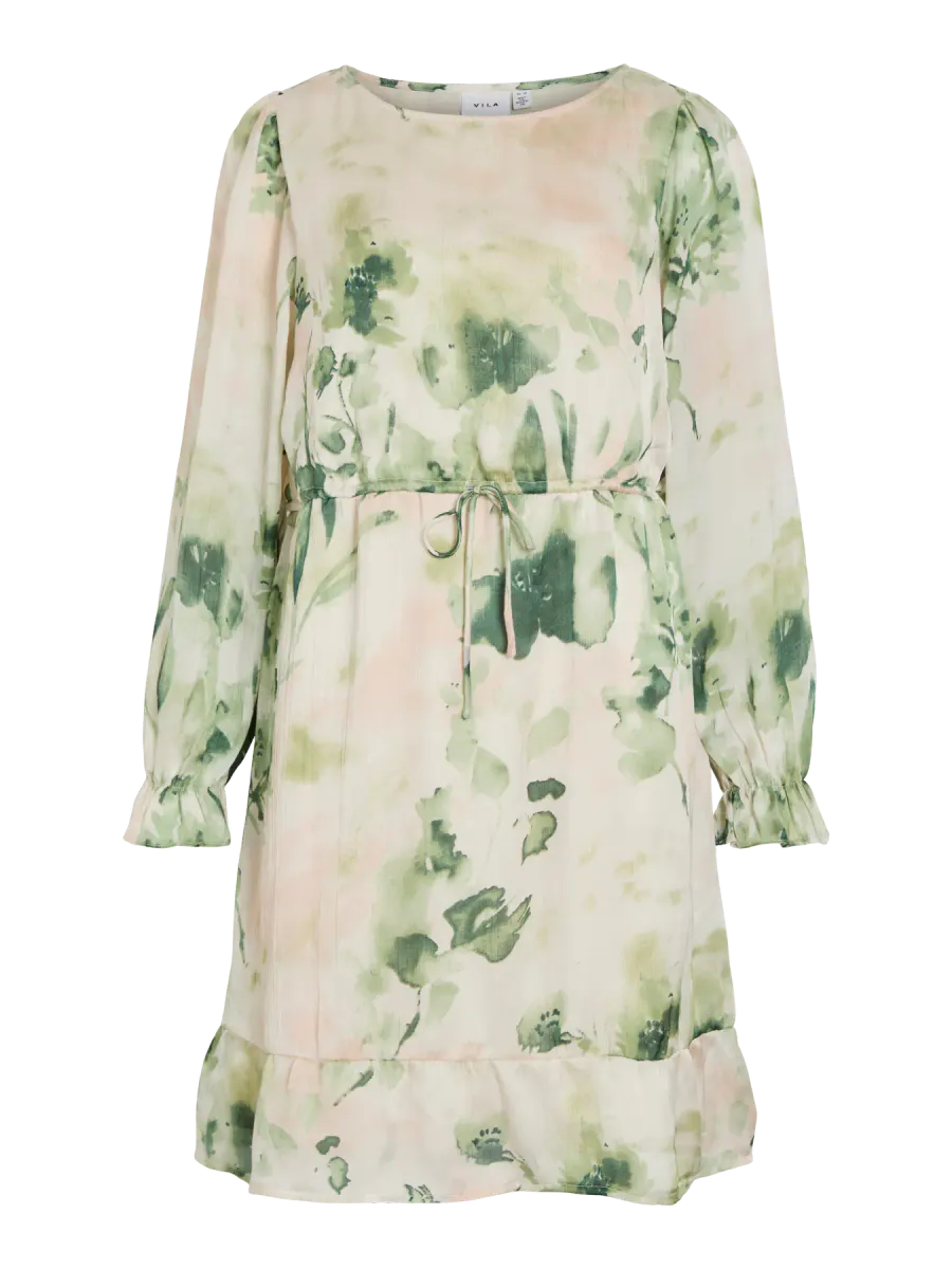 MOLINA KJOLE M/PRINT - CREAM / GRØNN