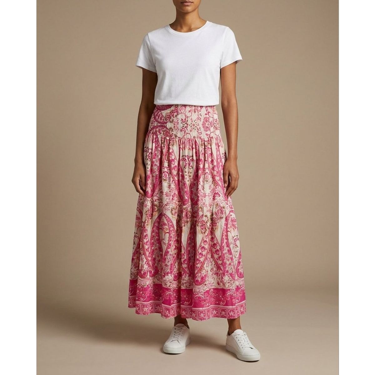 BELLA BIG PAISLEY SKJØRT - CERISE