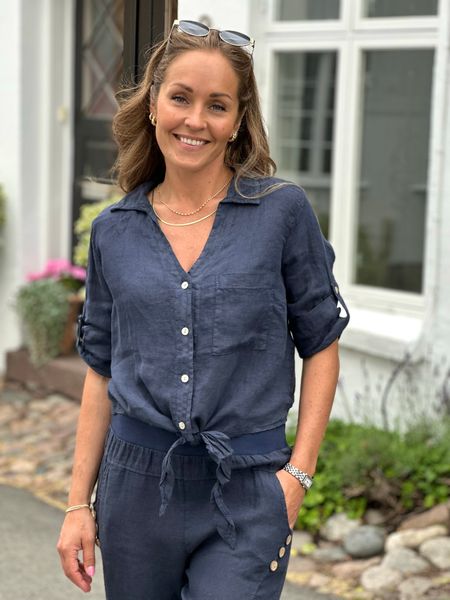 Hovedbilde HANNAH LIN SKJORTE M/BOW - NAVY