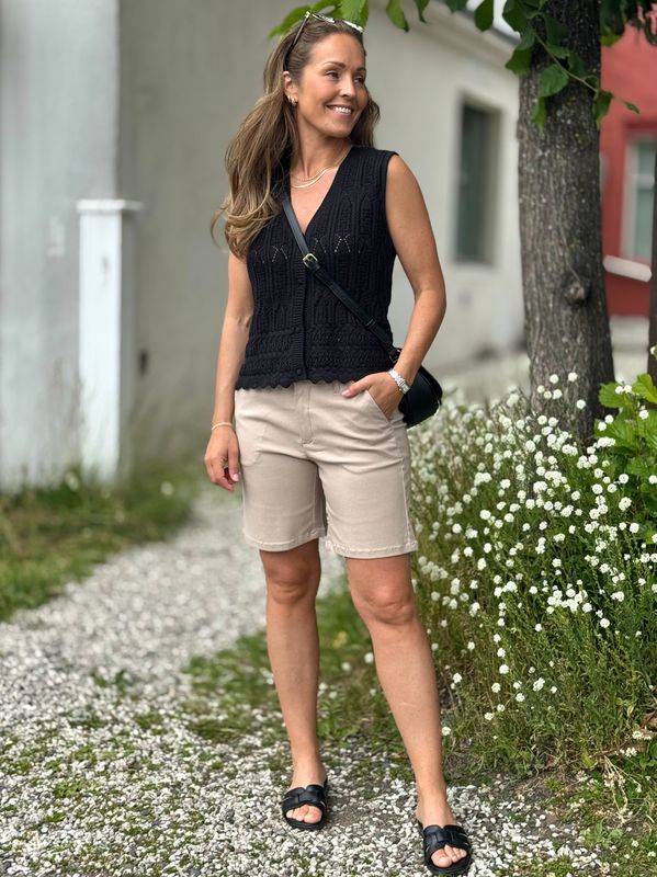 FRAYA STRIKKET TOPP - SORT