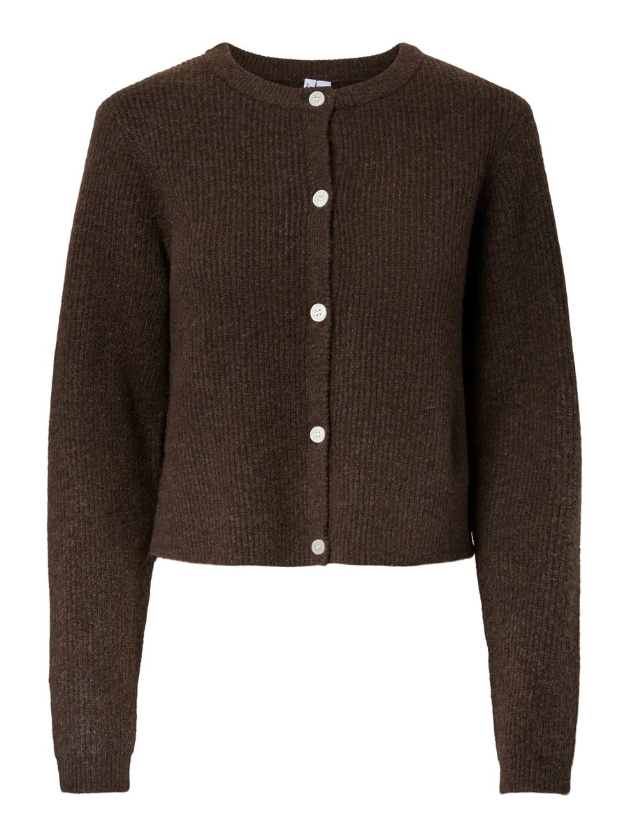 SILLY CARDIGAN M/LANG ERM - BRUN MELERT