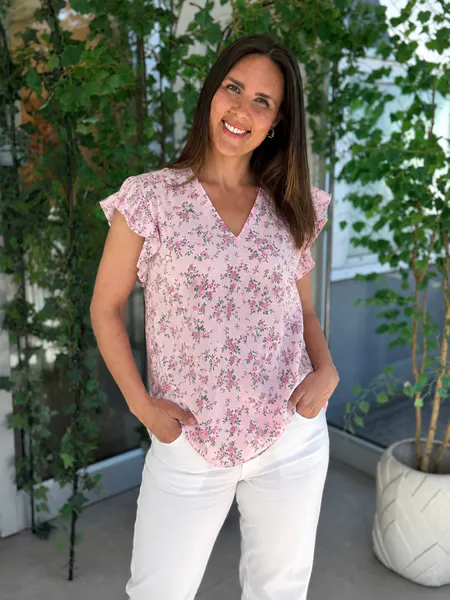 Hovedbilde JOSIE TOPP M/VOLANG FLOWERS - ROSA