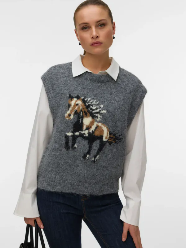 ARIANNA VEST M/HEST - GRÅMELERT