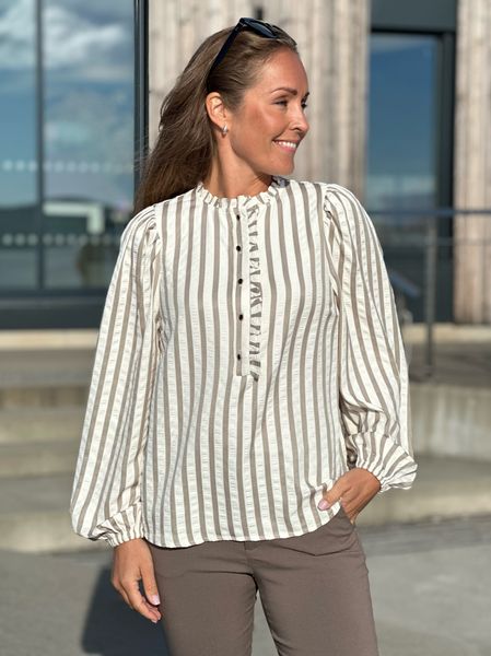 Bilde av NOTO SKJORTE - OFFWHITE/TAUPE