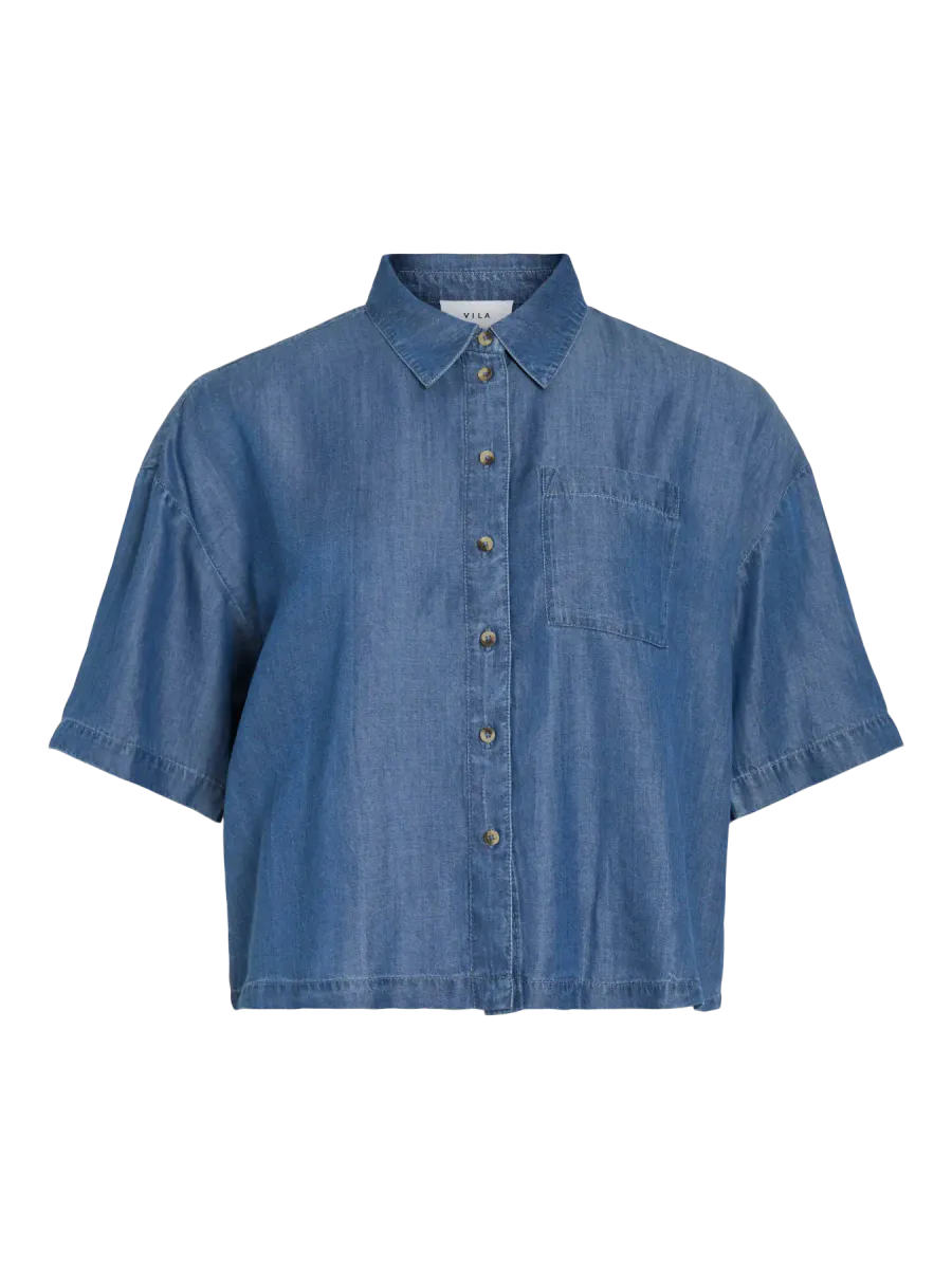TEVIRA TENCEL SKJORTE - MEDIUM BLÅ