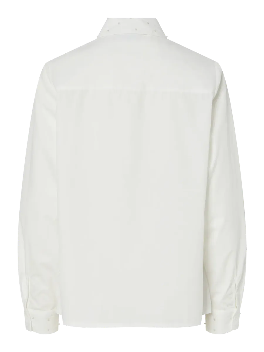 MOUNA SKJORTE M/PERLER PÅ KRAGET - OFFWHITE