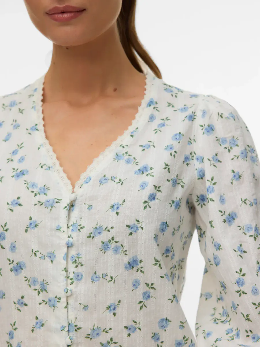 MAYA SOFIA BLUSE - BLÅ BLOMSTER