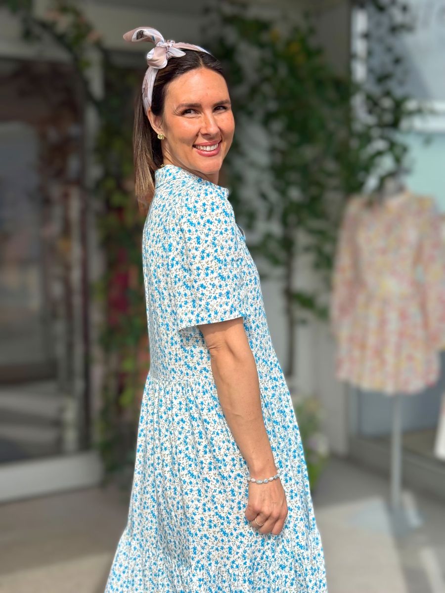 KATY KJOLE SMÅBLOMSTRET - AQUA