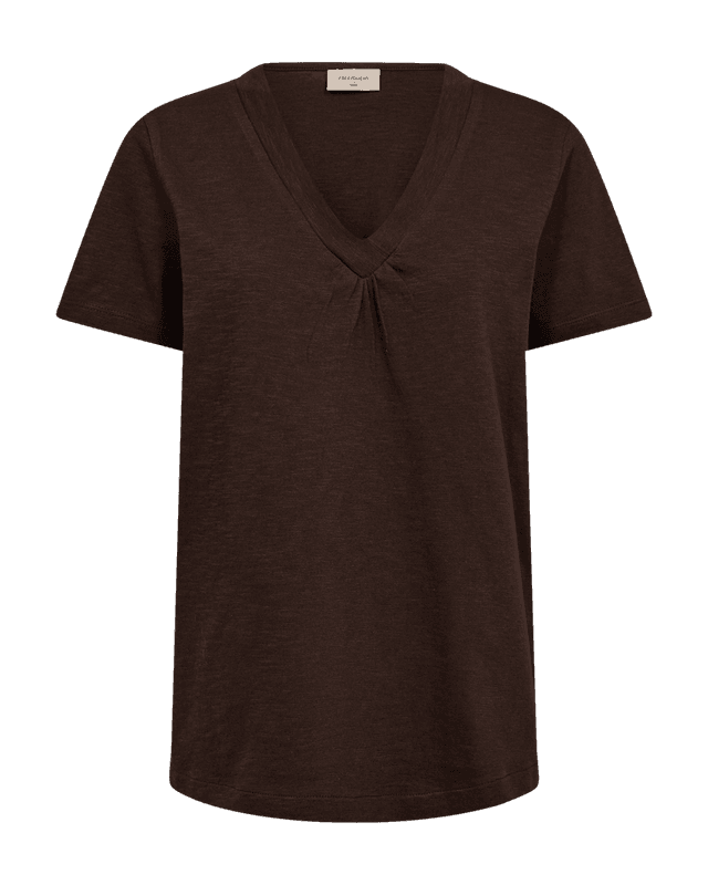 SABINA T-SHIRT V-HALS - BRUN