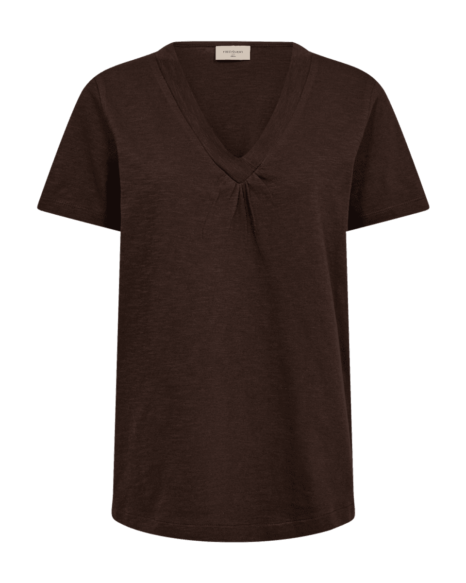 SABINA T-SHIRT V-HALS - BRUN