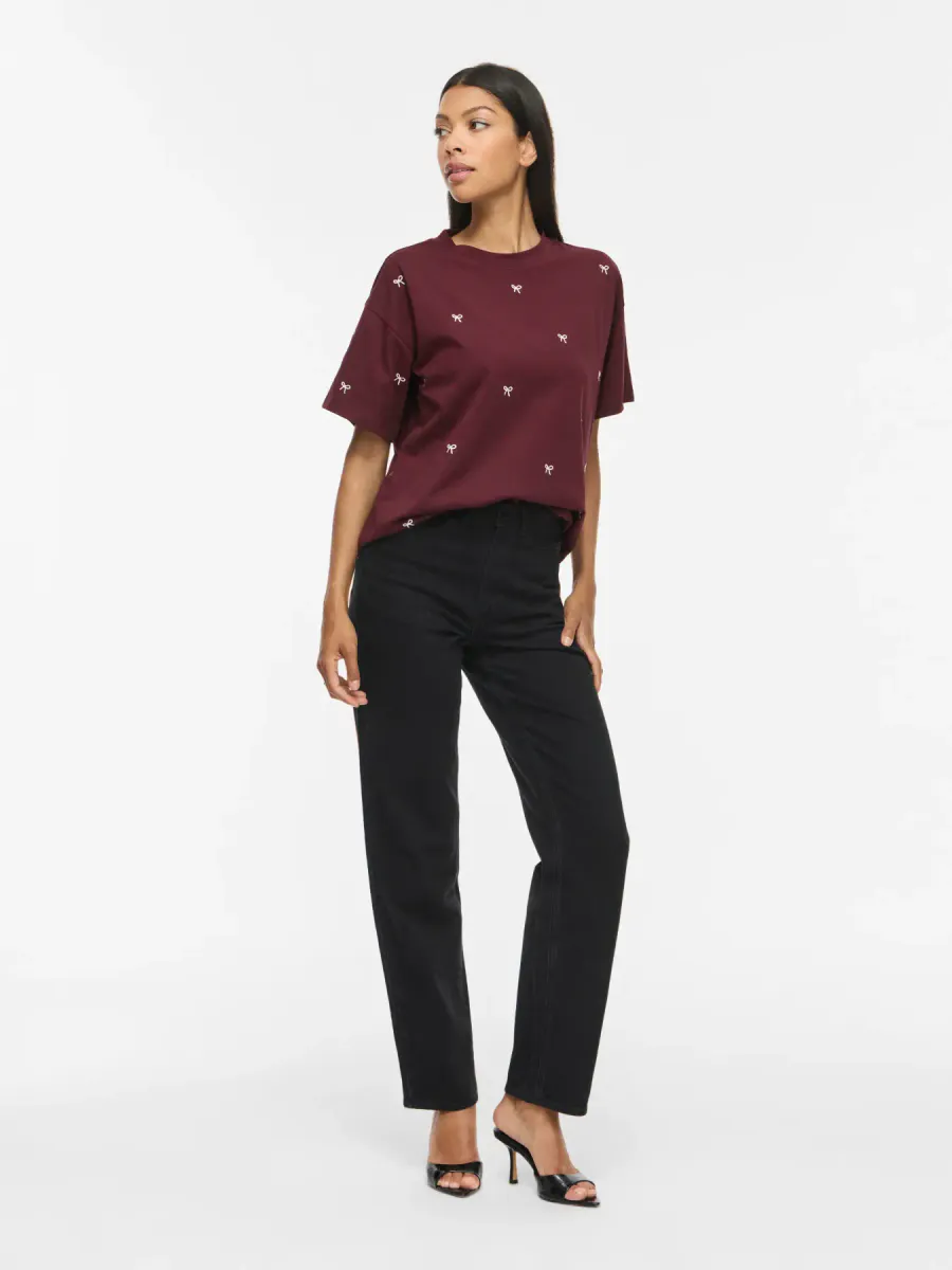 MONIE T-SHIRT M/BOW - PLOMME
