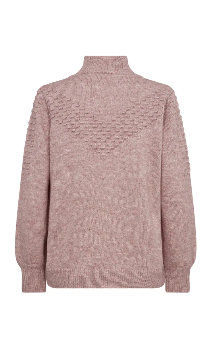 NAIA STRIKKET GENSER - PALE MAUVE MELANGE