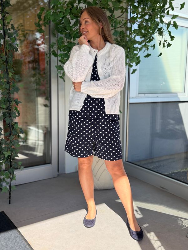 WILO STRIKKET CARDIGAN - HVIT