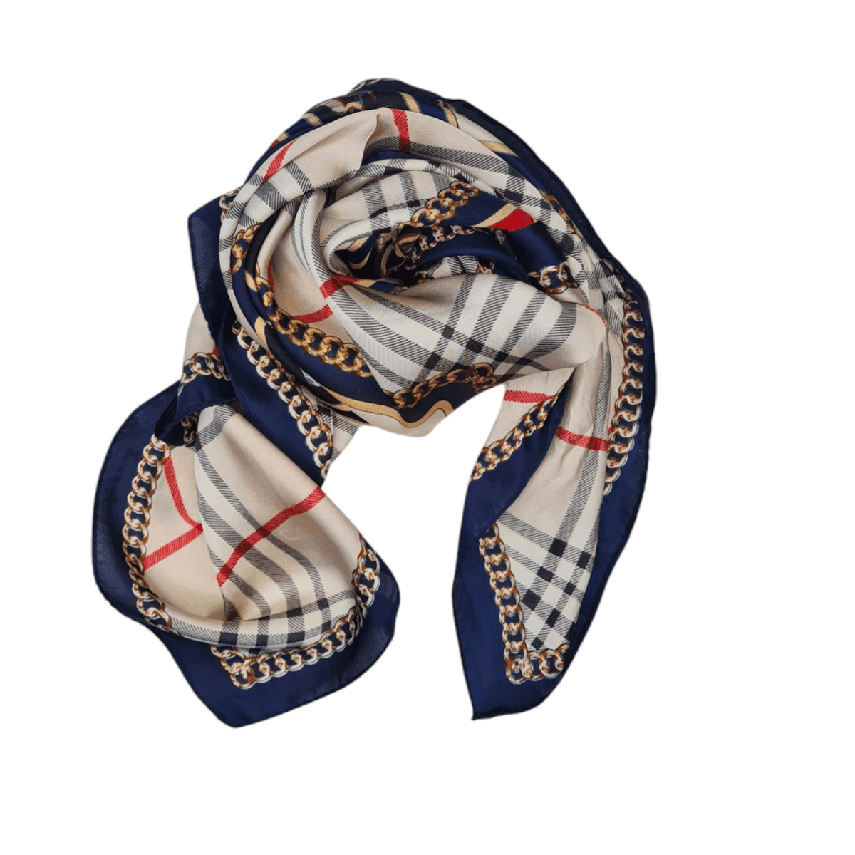 SKJERF SILKEMIX CHECK  - SAND/NAVY/RØD